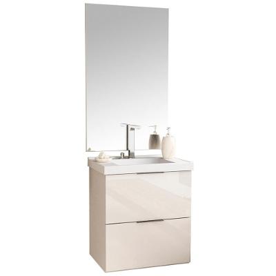 Conjunto Banheiro Gabinete 60Cm Pietra B06 Branco Brilho