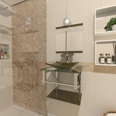 Gabinete de Vidro Para Banheiro 40cm Inox Ouro Envelhecido