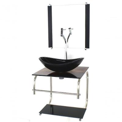 Gabinete De Vidro Cuba Oval 40cm Madeira Rústica Torneira