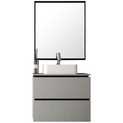 Kit Banheiro Gabinete 80Cm Urban B06 Branco Preto