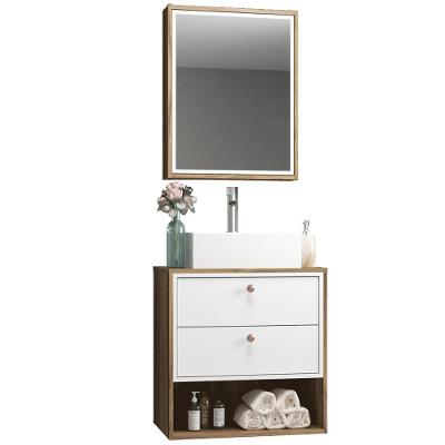 Conj Para Banheiro Gabinete 60cm Com Cuba E Armário Branco