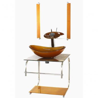 Gabinete De Vidro Cuba Oval 40cm Marmore Marfim Torneira