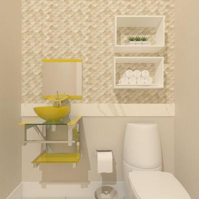 Gabinete de Vidro Para Banheiro 40cm Inox Amarelo