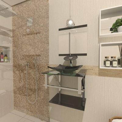 Gabinete de Vidro Para Banheiro 40cm Inox Preto