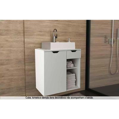 Gabinete de Banheiro Suspenso BN3605 1 Porta 1 Gaveta cor Branco - Tecno Mobili