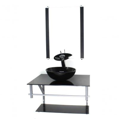 Gabinete Banheiro 60cm Cuba Redonda Preto Full
