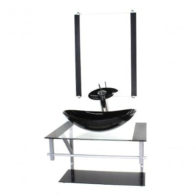 Gabinete De Vidro Para Banheiro 60cm Ac Cuba Oval Preto