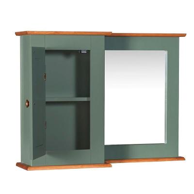 Conjunto Para Banheiro Dália 1 Porta E 2 Nichos Cor Laca - Verde Musgo