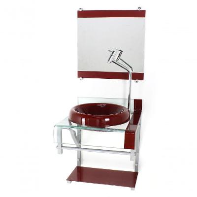 Gabinete De Vidro Duplo Vermelho Cereja C/Torneira