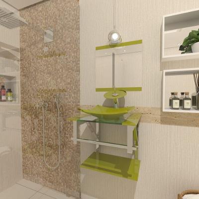 Gabinete de Vidro Para Banheiro 40cm Inox Verde Oliva