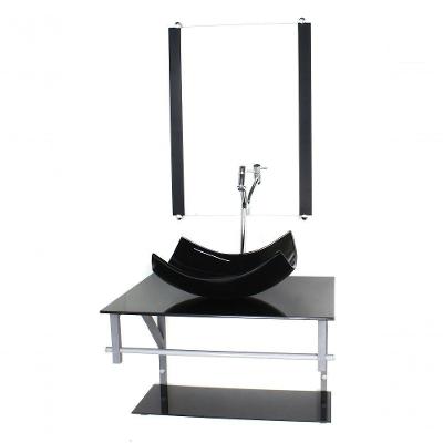 Gabinete Banheiro 60cm Cuba Retangular Preto Com Torneira