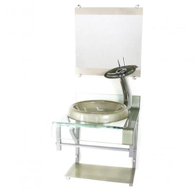 Gabinete De Vidro 40cm Curvado Duplo Champanhe