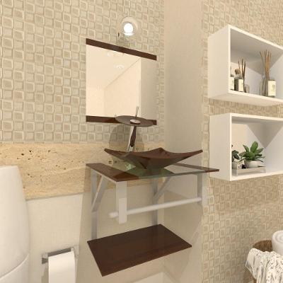 Gabinete de Vidro 40cm com Cuba Quadrada e Torneira Ibiza