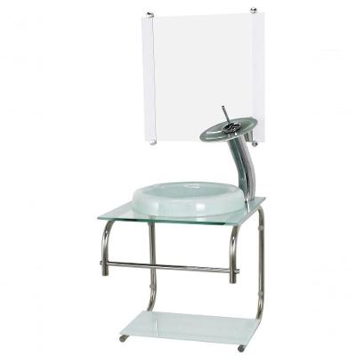Gabinete De Vidro 40cm Inox Com Cuba Chapeu Branco