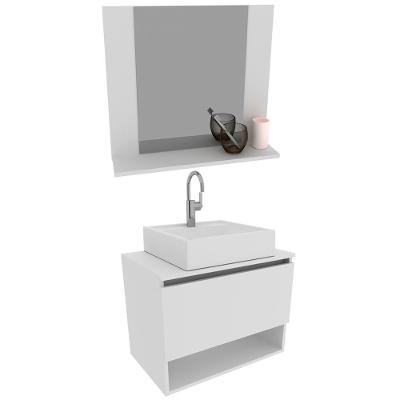 Conjunto Para Banheiro Com Cuba E Espelho Bn7 Branco