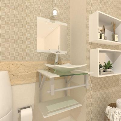 Gabinete de Vidro 40cm c/ Cuba Quadrada e Torneira Ibiza