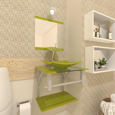 Gabinete de Vidro 40cm com Cuba Quadrada e Torneira Ibiza