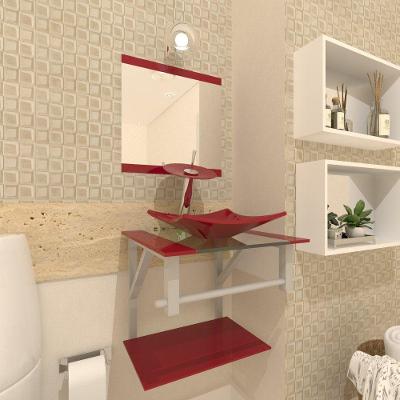 Gabinete de Vidro 40cm com Cuba Quadrada e Torneira Ibiza