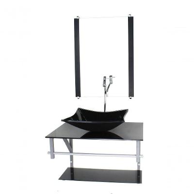 Gabinete Banheiro 60cm Cuba Retangular Preto Com Torneira