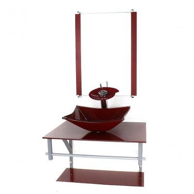 Gabinete Banheiro 60cm Cuba Retangular Vermelho Full