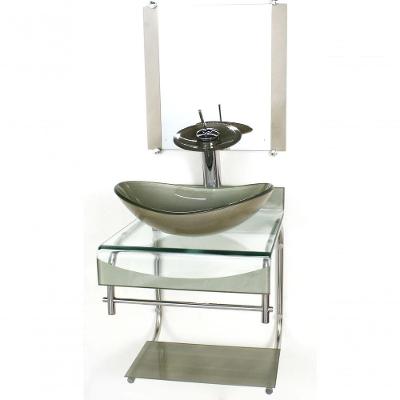 Gabinete De Vidro Duplo Inox Cuba Oval Champanhe