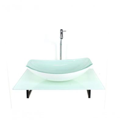 Cuba De Vidro Com Tampo 60cm Branco Full E Suporte Preto
