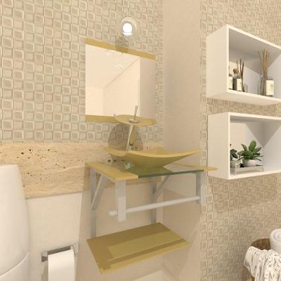 Gabinete de Vidro 40cm c/Cuba Quadrada e Torneira Ibiza