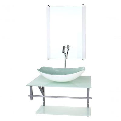 Gabinete Banheiro 60cm Cuba Chanfrada Branco Com Torneira