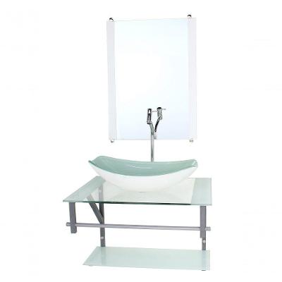 Gabinete Banheiro 60cm Cuba Chanfrada Branco Com Torneira