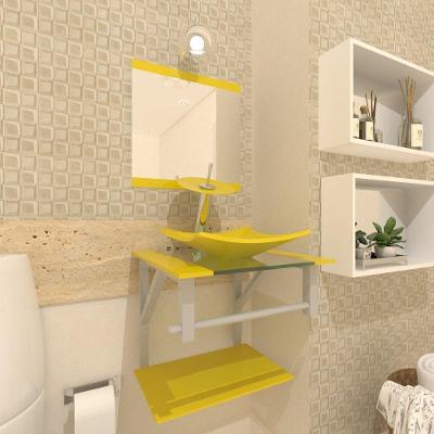 Gabinete de Vidro 40cm com Cuba Quadrada e Torneira Ibiza