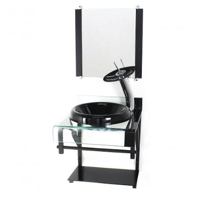 Gabinete De Vidro 40cm Cuba Chapéu Preto