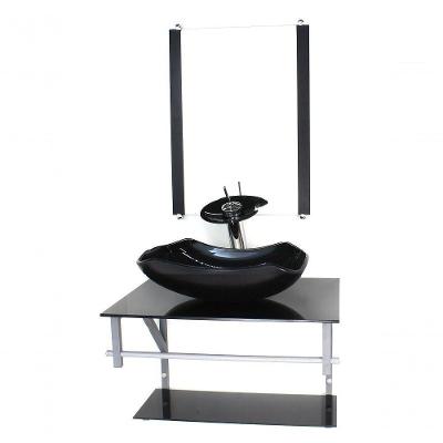Gabinete Banheiro 60cm Cuba Abaulada Preto Full