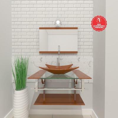 Gabinete De Vidro Inox 60cm Cuba Quadrada Cqp Dourado Real