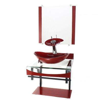 Gabinete De Vidro 40cm Curvado Duplo Cuba Oval