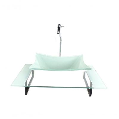 Cuba De Vidro Com Tampo 60cm Branco E Suporte Preto