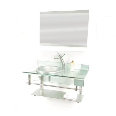 Gabinete De Vidro 90cm Curvado Duplo Com Torneira Cascata