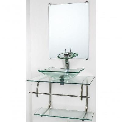 Gabinete De Vidro Inox 60cm Cuba Retangular Incolor