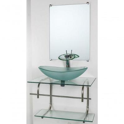 Gabinete De Vidro Para Banheiro Inox 60cm Cuba Oval Incolor