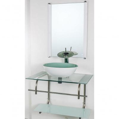 Gabinete De Vidro Inox 60cm Cuba Redonda Branco