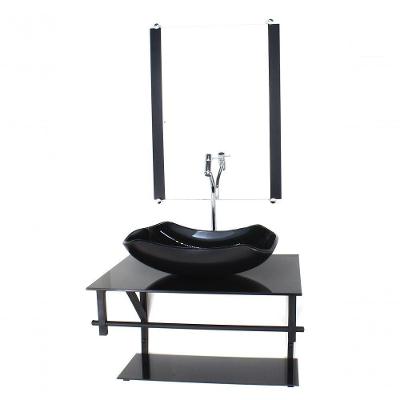 Gabinete De Vidro P/ Banheiro 60cm Cuba Com Torneira Cromada