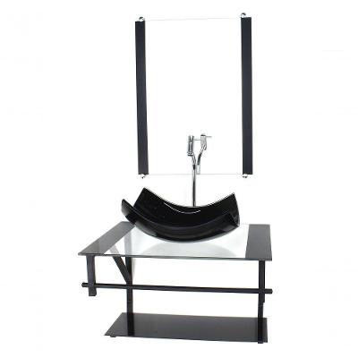 Gabinete De Vidro P/ Banheiro 60cm Cuba Com Torneira Cromada