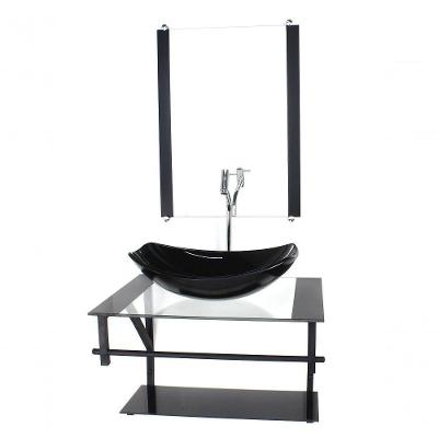 Gabinete De Vidro P/ Banheiro 60cm Cuba Com Torneira Cromada