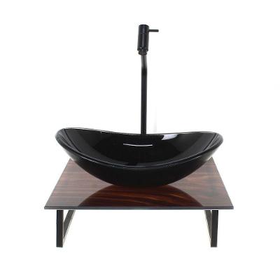 Kit Cuba De Vidro Com Tampo De Vidro E Suporte Preto