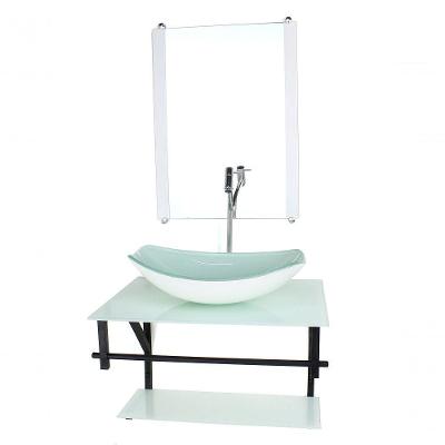 Gabinete De Vidro P/ Banheiro 60cm Cuba Com Torneira Cromada