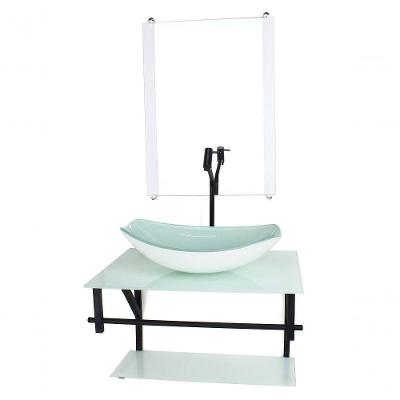 Gabinete De Vidro Para Banheiro 60cm Cuba Oval Branco