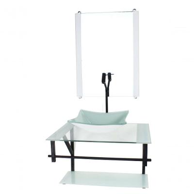 Gabinete De Vidro Para Banheiro 60cm Cuba Quadrada Branco