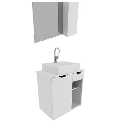 Conjunto Para Banheiro Com Cuba E Espelho Bn2 Branco