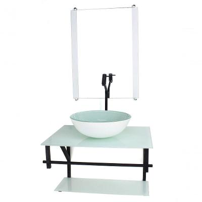 Gabinete De Vidro Para Banheiro 60cm Cuba Redonda Branco