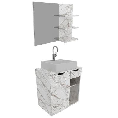 Conjunto Para Banheiro Com Cuba E Espelho Marmore Branco