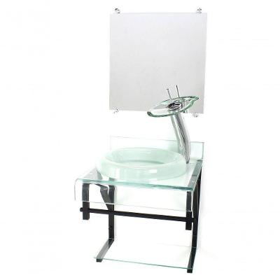 Gabinete De Vidro 40cm Para Banheiro Curvado Duplo Cuba